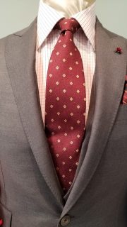 Gray Suit, Red Polka Dot Tie