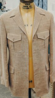 Brown and Tan Patterned Overcoat, Front
