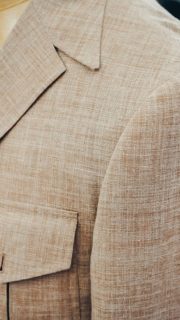 Brown and Tan Patterned Overcoat, Shoulder